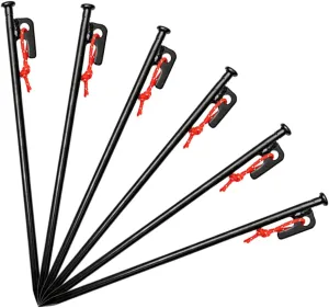Metal Tent Stakes 6 Pack Ground Stakes for Camping Tarp Canopy Outdoor Decorations Easy to Use Durable