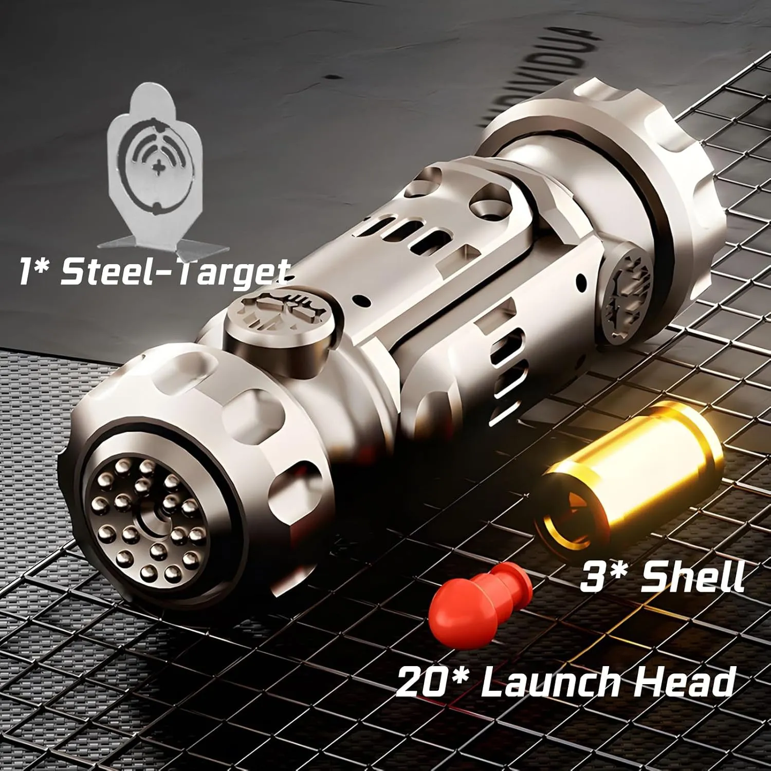 Metal Tungsten Steel Fidget Toy Gun Fidget Slider Fidget Gun Stress Relief Relax EDC Gyro Finger Toy Fidget Ring Fingertip Textured Spinner (Brown)