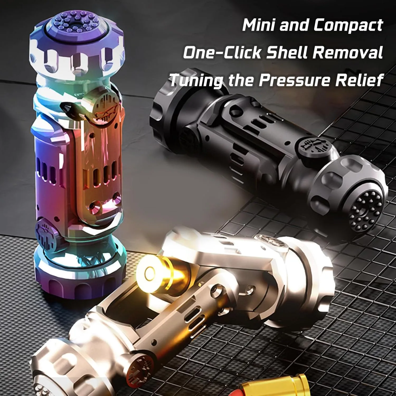 Metal Tungsten Steel Fidget Toy Gun Fidget Slider Fidget Gun Stress Relief Relax EDC Gyro Finger Toy Fidget Ring Fingertip Textured Spinner (Brown)