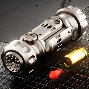 Metal Tungsten Steel Fidget Toy Gun Fidget Slider Fidget Gun Stress Relief Relax EDC Gyro Finger Toy Fidget Ring Fingertip Textured Spinner (Brown)