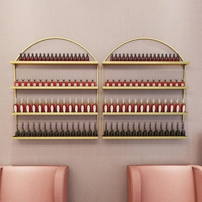 Metal Wall-Mounted Nail Polish Storage Racks, 4 Tiers Display Rack Cosmetic Display Cases Lipstick Perfume Wall Shelf Organizers for Home Spa Nail Salon Shop,Gold,130 * 68cm