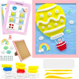 Modeling Clay Kit Picture Frame Clay Painting Air Dry Clay Kit Craft Clay Colored Clay with Tool Clay Art Kit for Kid Air Dry Ultra Light Clay for Kids Girls Boys Art Crafts Festival Birthday Present
