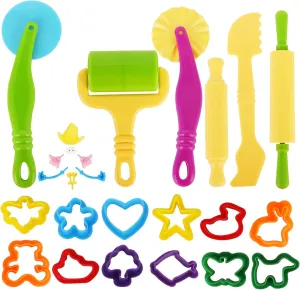Modeling Clay Soft Putty Tools Set for Girls Boys - 25pc Craft Accessories Kit with Animal Molds, Cutters, Rollers, Scissors - Creative Kids Toys Gift for Toddlers Ages 2 3 4 Year Old