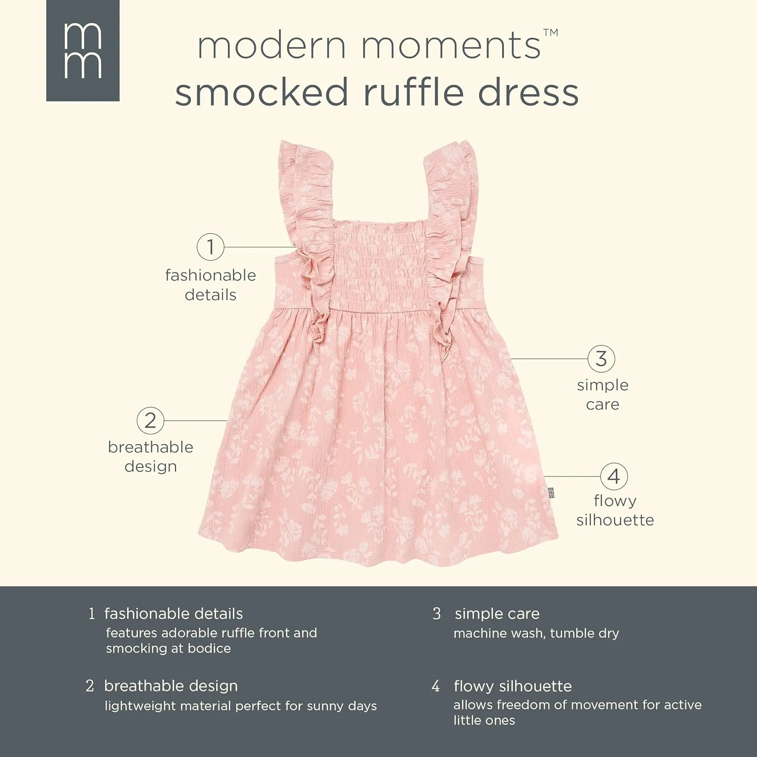 Modern Moments by Gerber Baby Girls' Smocked Ruffle Dress