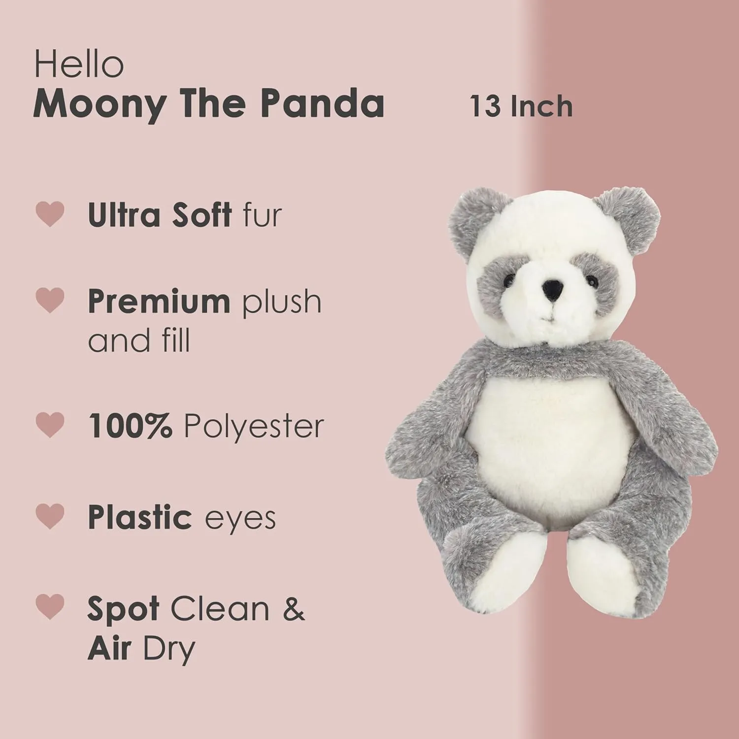 MON AMI Moony The Panda Floppy Stuffed Animal – 13’, Soft & Cuddly, Use as Toy or Nursery Room Décor, Wild Animals, Great for Kids of All Ages