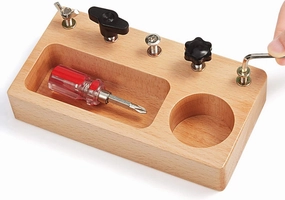 Montessori Screw Driver Board for Kids Basic Skills Educational Learning Toys for 3 4 5 Year Old Kids Toddlers Sensory Toy Preschool Screw Sorter Game Wooden Toy
