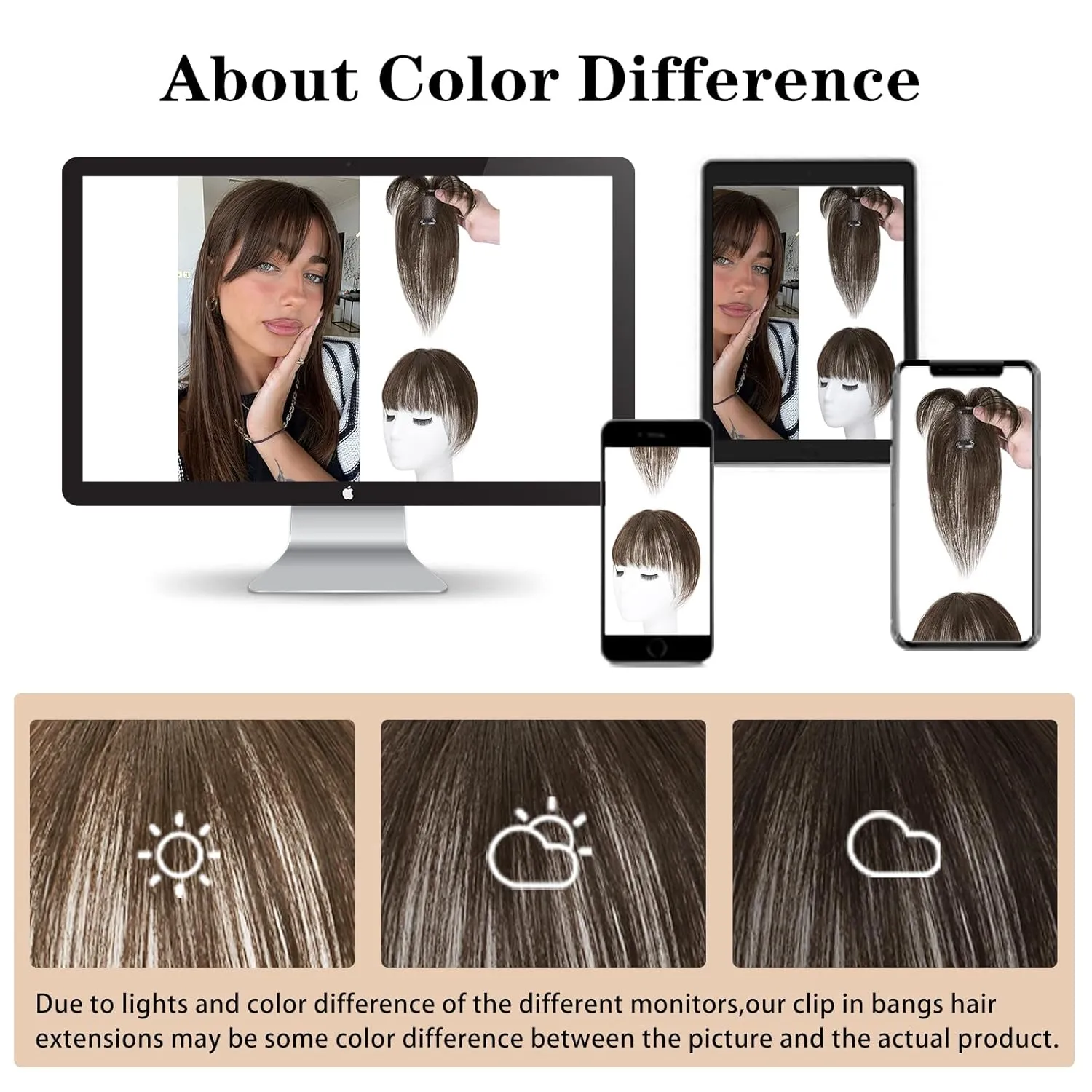 MORICA 3D Cover Clip, Darkest Brown 360 Real Human Hair Toppers with Bangs for Women Daily Wear (2#, 5x7 Bangs)