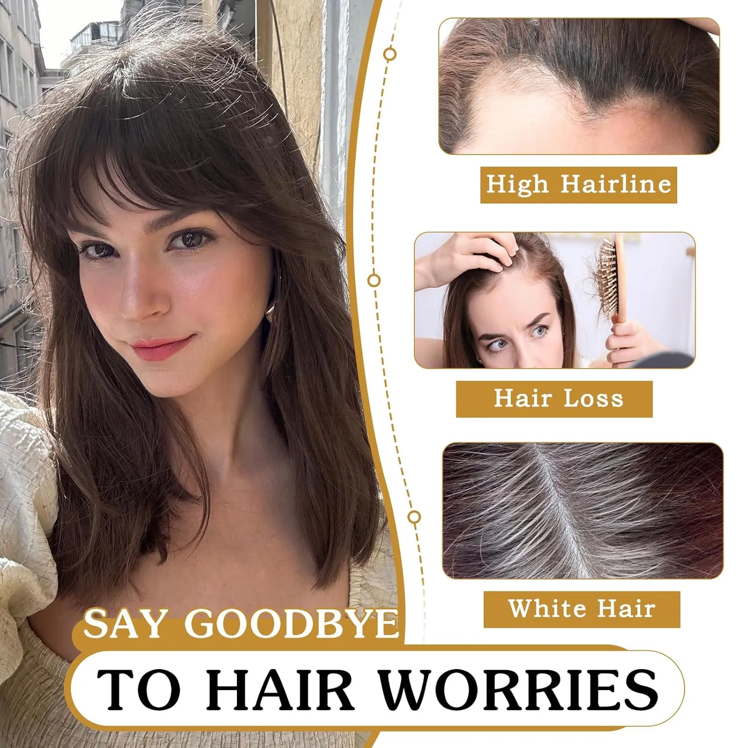 MORICA Bangs Hair Clip, 360° 3D Cover Clip in Bangs 100% Real Human Hair Toppers with Bangs，Hair pieces Clip on Bangs for Women Fake Bangs for Daily Wear (Brown Black, 4×6 3D Bangs)