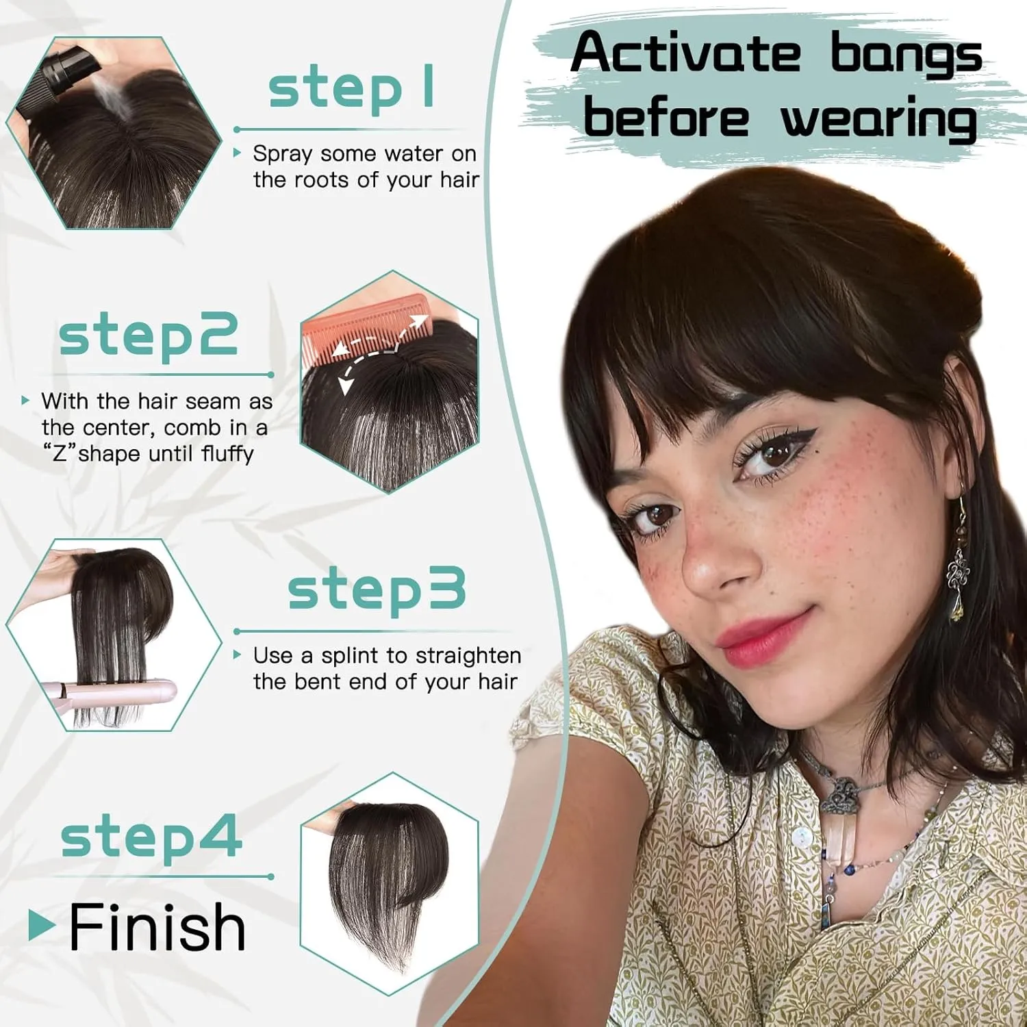 MORICA Bangs Hair Clip, 360° 3D Cover Clip in Bangs 100% Real Human Hair Toppers with Bangs，Hair pieces Clip on Bangs for Women Fake Bangs for Daily Wear (Natural Black, 5×7 3D Bangs)