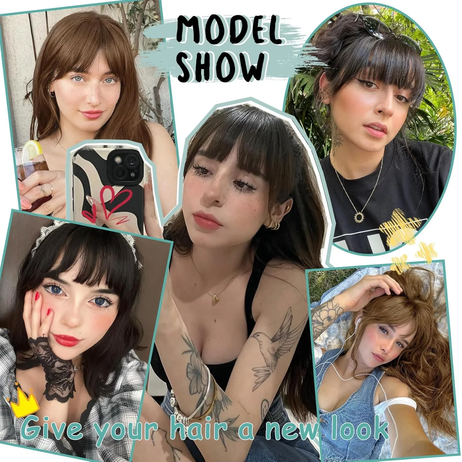 MORICA Bangs Hair Clip, 360° 3D Cover Clip in Bangs 100% Real Human Hair Toppers with Bangs，Hair pieces Clip on Bangs for Women Fake Bangs for Daily Wear (Natural Black, 5×7 3D Bangs)