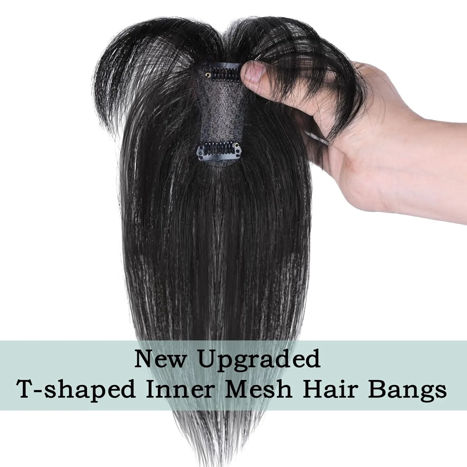MORICA Bangs Hair Clip, 360° 3D Cover Clip in Bangs 100% Real Human Hair Toppers with Bangs，Hair pieces Clip on Bangs for Women Fake Bangs for Daily Wear (Natural Black, 5×7 3D Bangs)