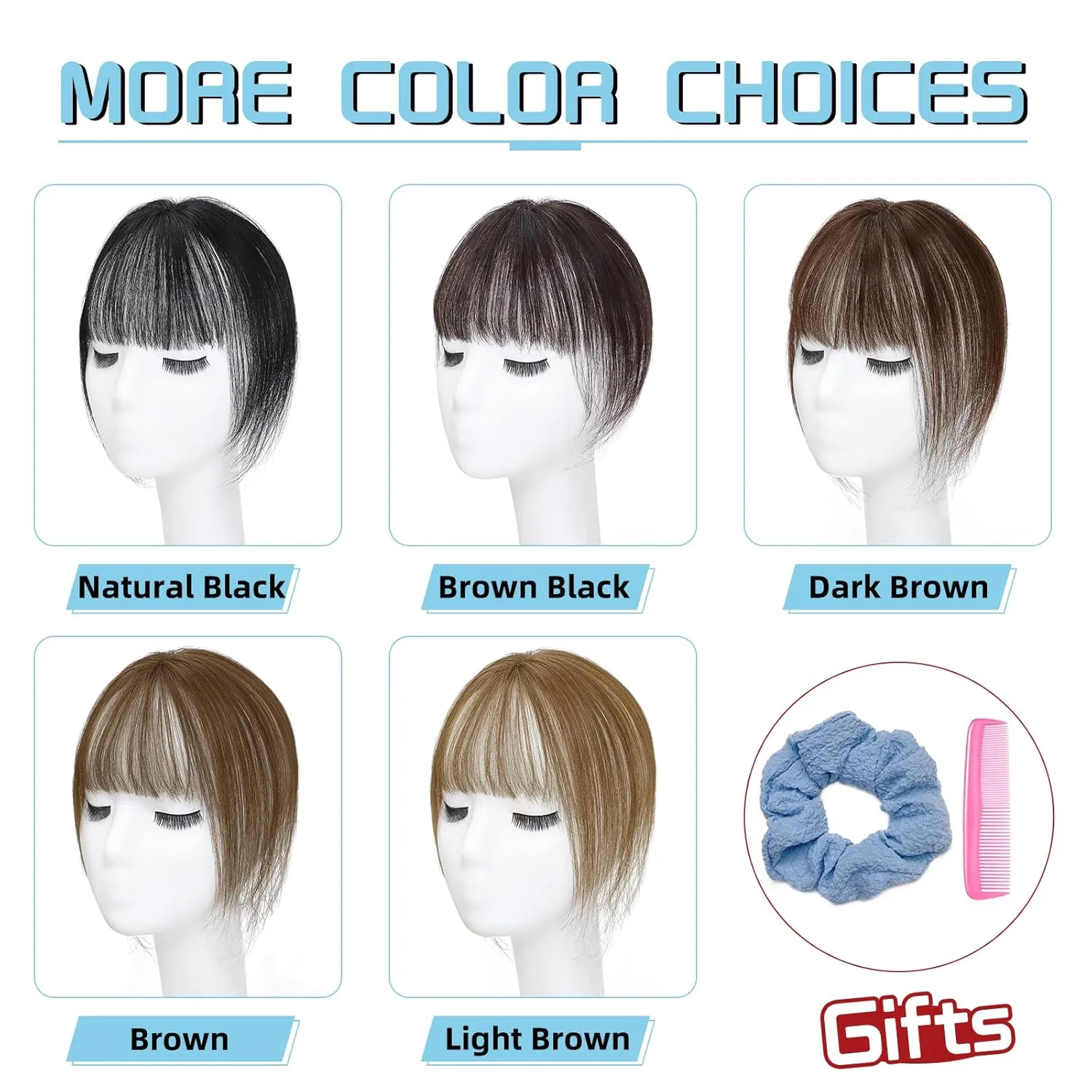 MORICA Bangs Hair Clip, 360° 3D Cover Clip in Bangs 100% Real Human Hair Toppers with Bangs，Hair pieces for Women Fake Bangs for Daily Wear (Brown, 5×7 3D Bangs)
