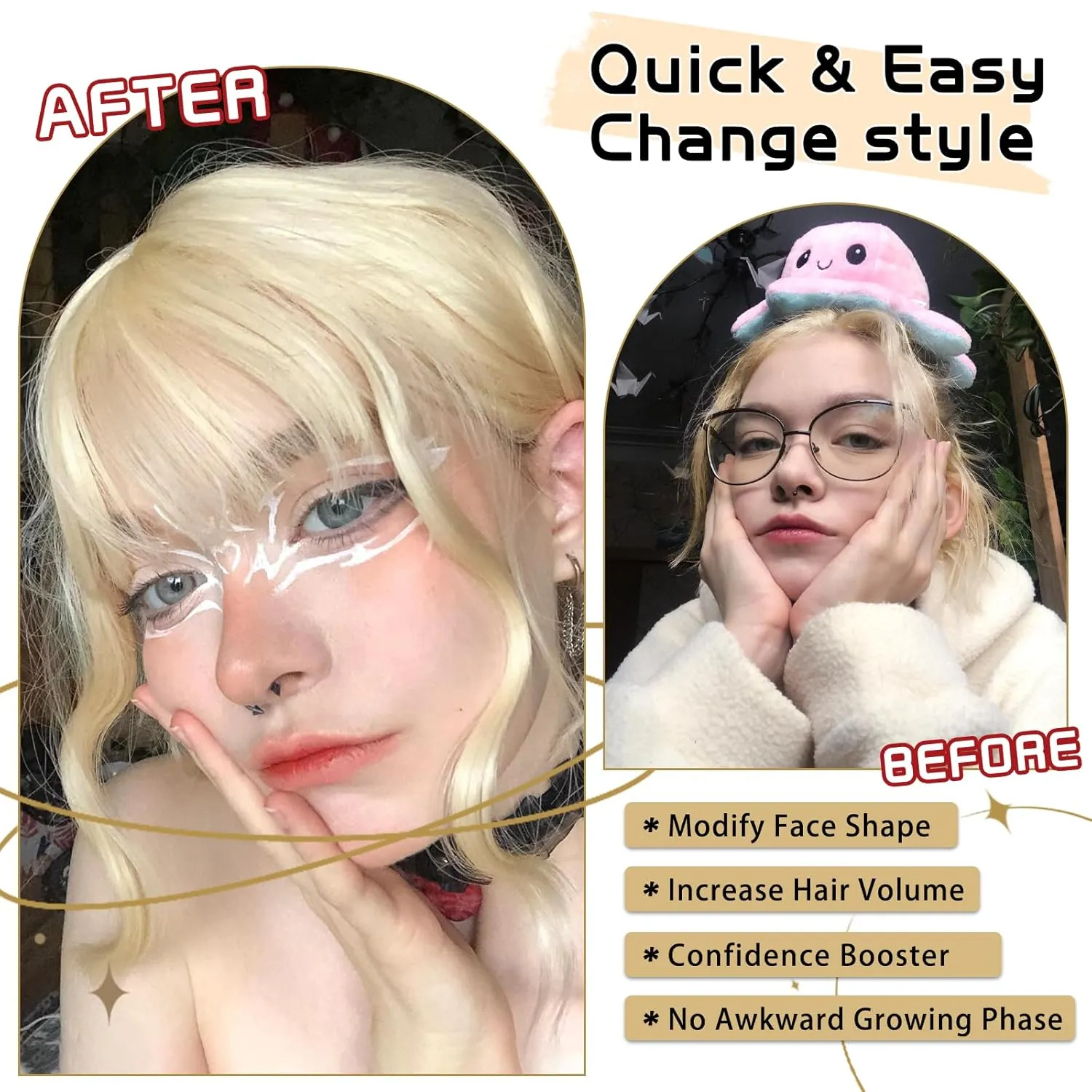 MORICA Bangs Hair Clip, 360° 3D Cover Clip in Bangs 100% Real Human Hair Toppers with Bangs，Hair pieces for Women Fake Bangs for Daily Wear (Light Blonde, 5×7 3D Bangs)