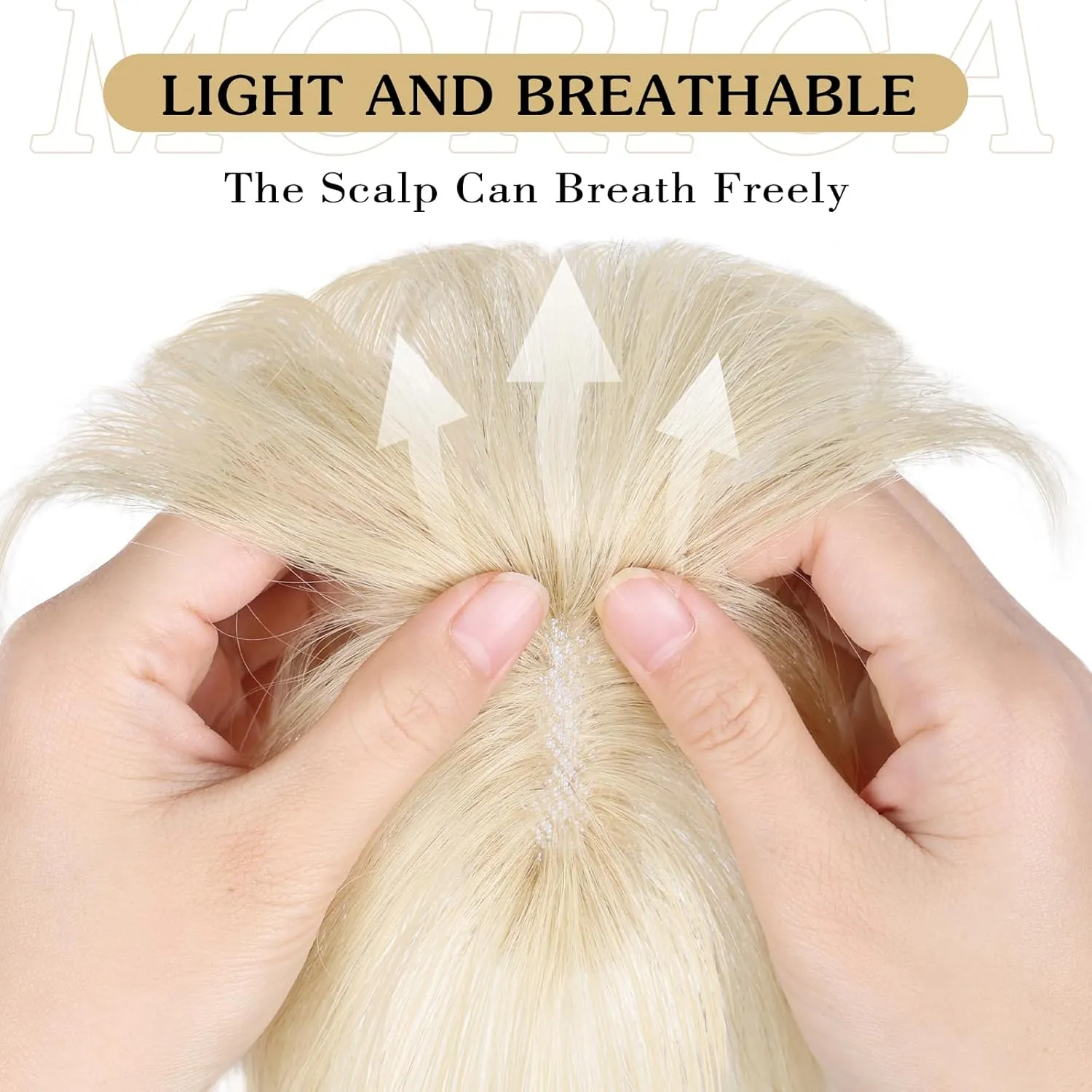 MORICA Bangs Hair Clip, 360° 3D Cover Clip in Bangs 100% Real Human Hair Toppers with Bangs，Hair pieces for Women Fake Bangs for Daily Wear (Light Blonde, 5×7 3D Bangs)