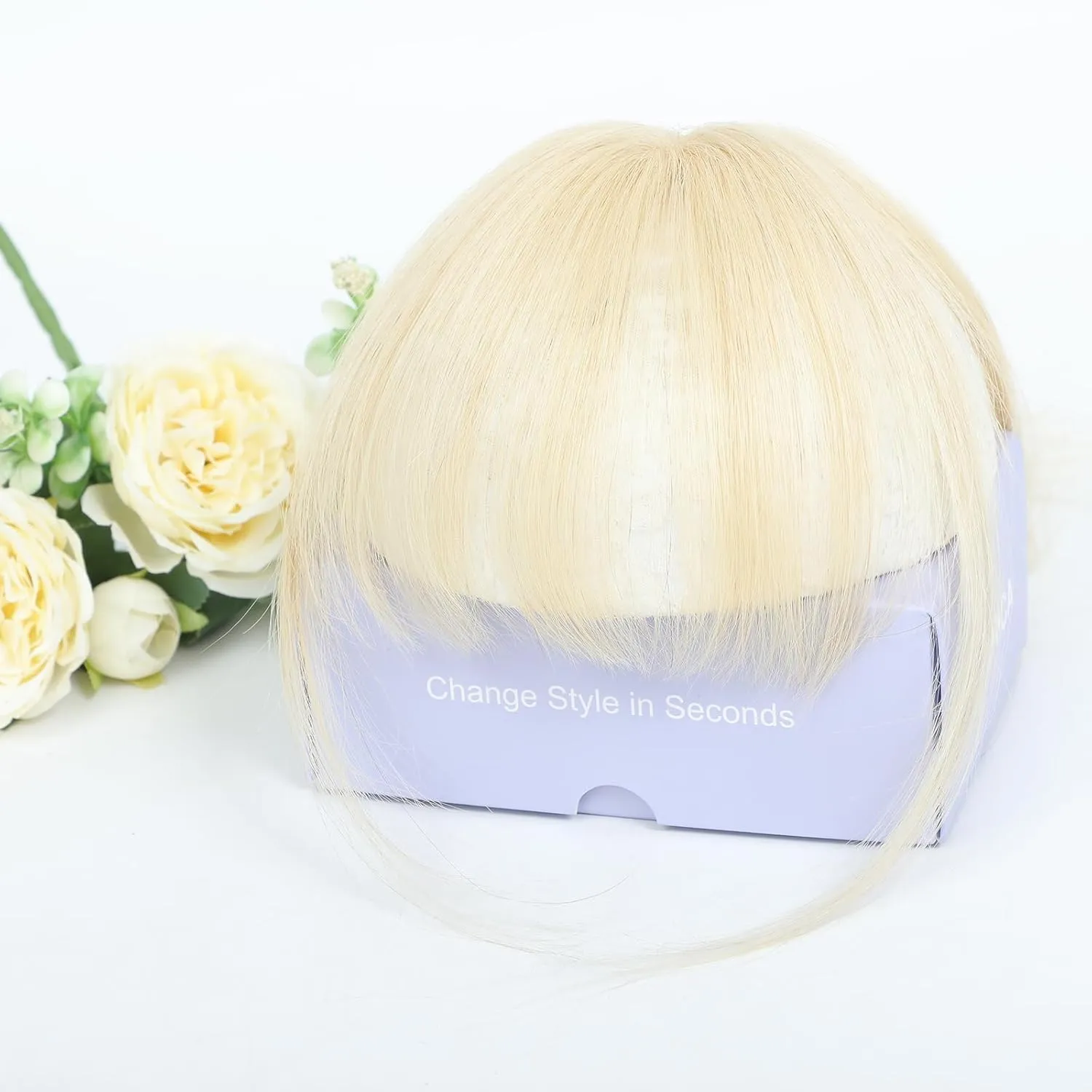 MORICA Bangs Hair Clip, 360° 3D Cover Clip in Bangs 100% Real Human Hair Toppers with Bangs，Hair pieces for Women Fake Bangs for Daily Wear (Light Blonde, 5×7 3D Bangs)