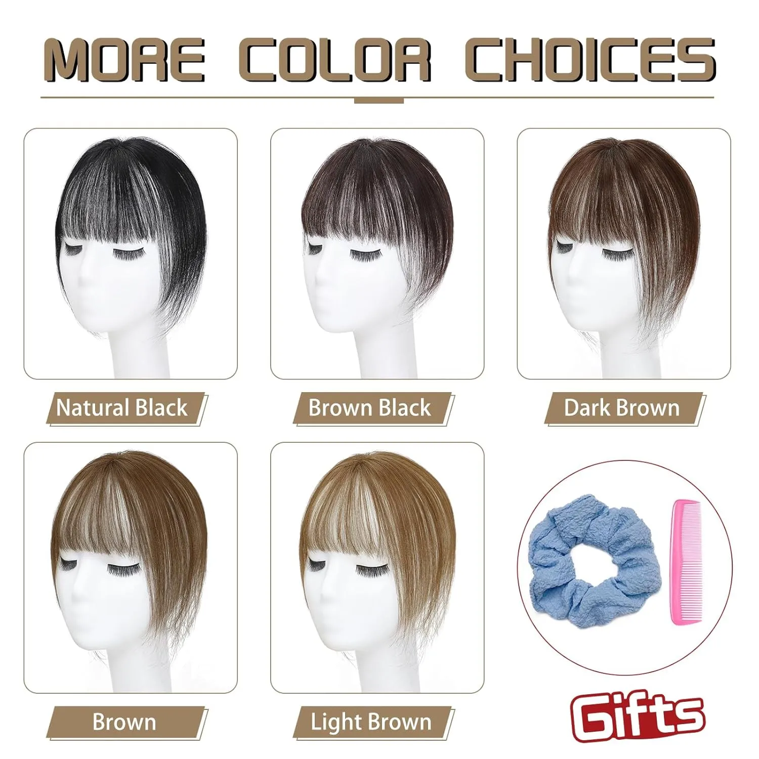 MORICA Bangs Hair Clip, 360° 3D Cover Clip in Bangs 100% Real Human Hair Toppers with Bangs，Hair pieces for Women Fake Bangs for Daily Wear (Light Brown, 5×7 3D Bangs)