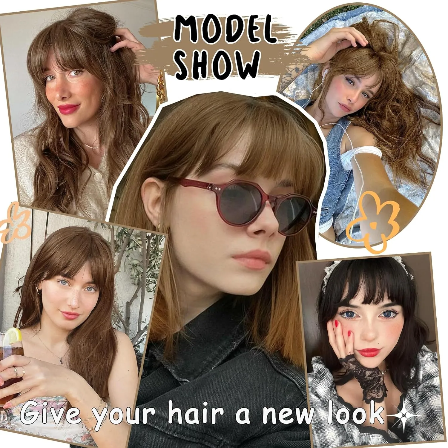 MORICA Bangs Hair Clip, 360° 3D Cover Clip in Bangs 100% Real Human Hair Toppers with Bangs，Hair pieces for Women Fake Bangs for Daily Wear (Light Brown, 5×7 3D Bangs)