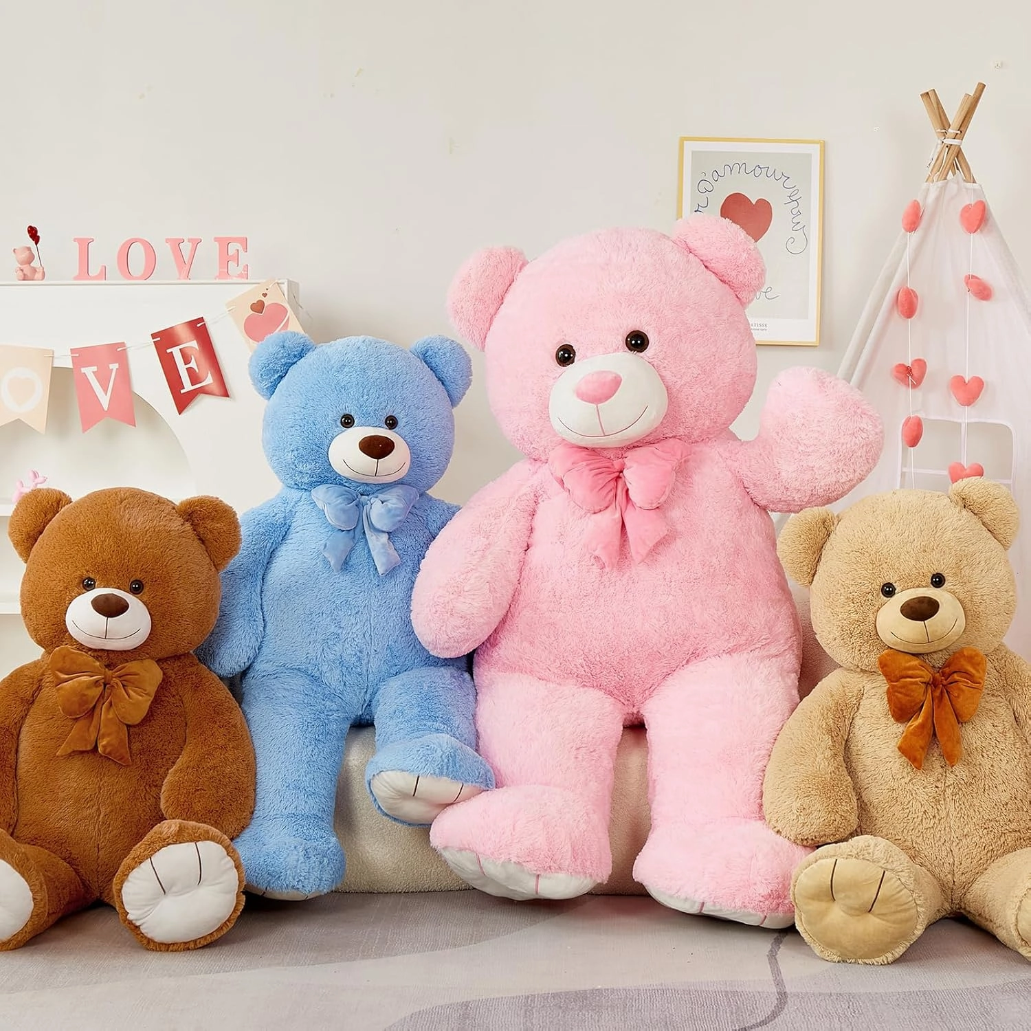 MorisMos Giant Teddy Bear 4 ft Stuffed Animal for Girlfriend,Cuddly Stuffed Big Bear Plush Toy for Christmas Baby Shower for Valentines,Wife,Children