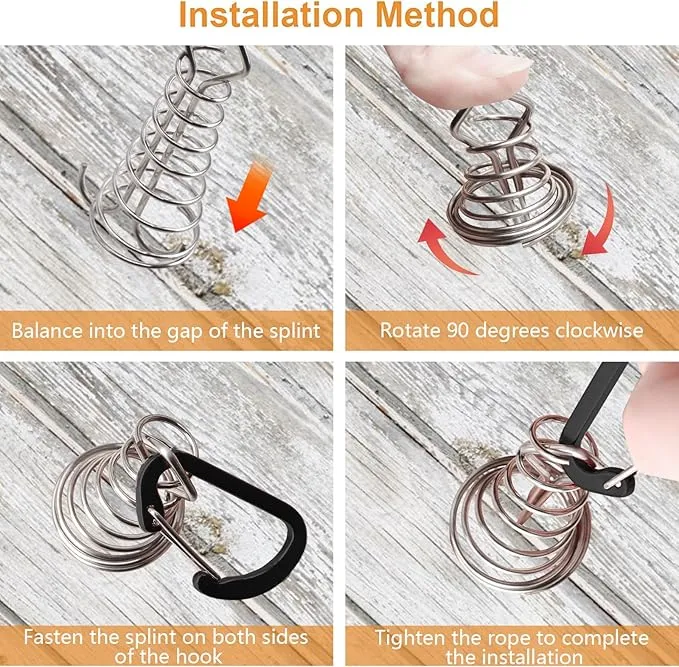 MOROBOR Black Deck Anchor Pegs, 10 PCS Windproof Aluminium Alloy Fish Bone Tent Stakes with Spring Buckle Portable Adjustable Octopus Wind Rope Anchor for Outdoor Camping(Square Top)