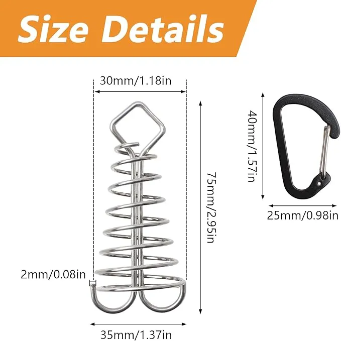 MOROBOR Black Deck Anchor Pegs, 10 PCS Windproof Aluminium Alloy Fish Bone Tent Stakes with Spring Buckle Portable Adjustable Octopus Wind Rope Anchor for Outdoor Camping(Square Top)