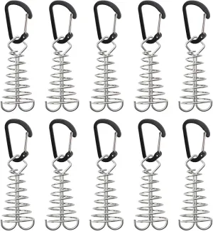 MOROBOR Black Deck Anchor Pegs, 10 PCS Windproof Aluminium Alloy Fish Bone Tent Stakes with Spring Buckle Portable Adjustable Octopus Wind Rope Anchor for Outdoor Camping(Square Top)