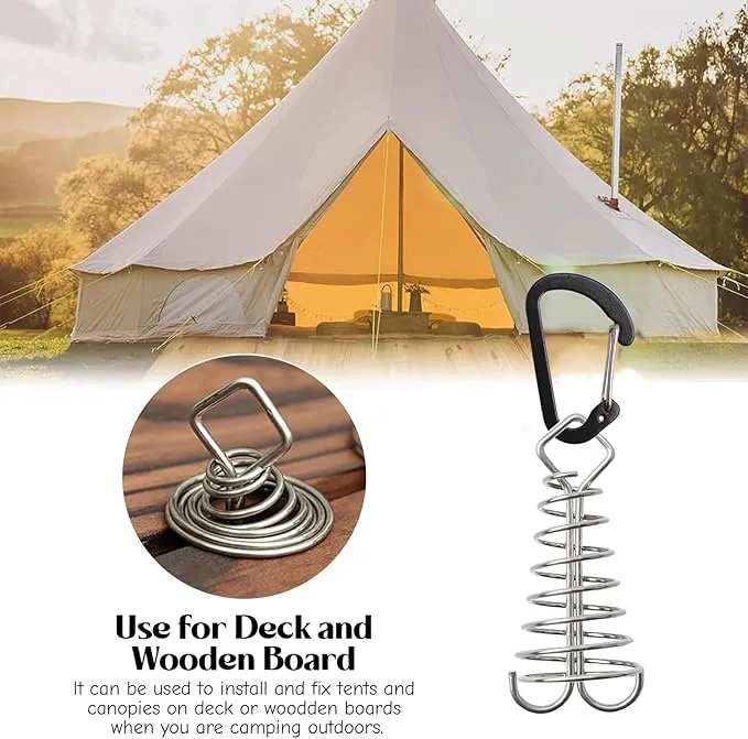 MOROBOR Black Deck Anchor Pegs, 10 PCS Windproof Aluminium Alloy Fish Bone Tent Stakes with Spring Buckle Portable Adjustable Octopus Wind Rope Anchor for Outdoor Camping(Square Top)