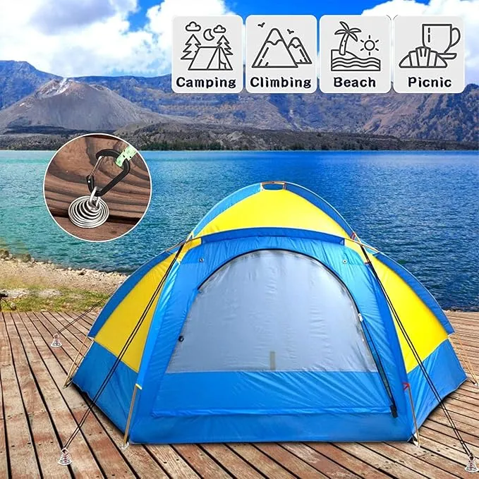 MOROBOR Black Deck Anchor Pegs, 10 PCS Windproof Aluminium Alloy Fish Bone Tent Stakes with Spring Buckle Portable Adjustable Octopus Wind Rope Anchor for Outdoor Camping(Square Top)