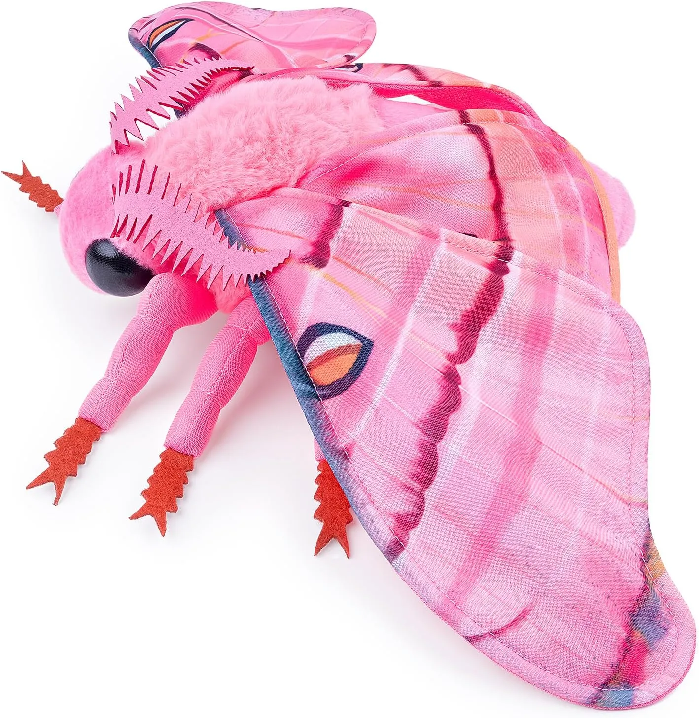 Moth Stuffed Animals Toy, Lifelike Pink Moths Plush 11in, Realistic Soft Big Wing Plushies Figure Gift Collection for Kids