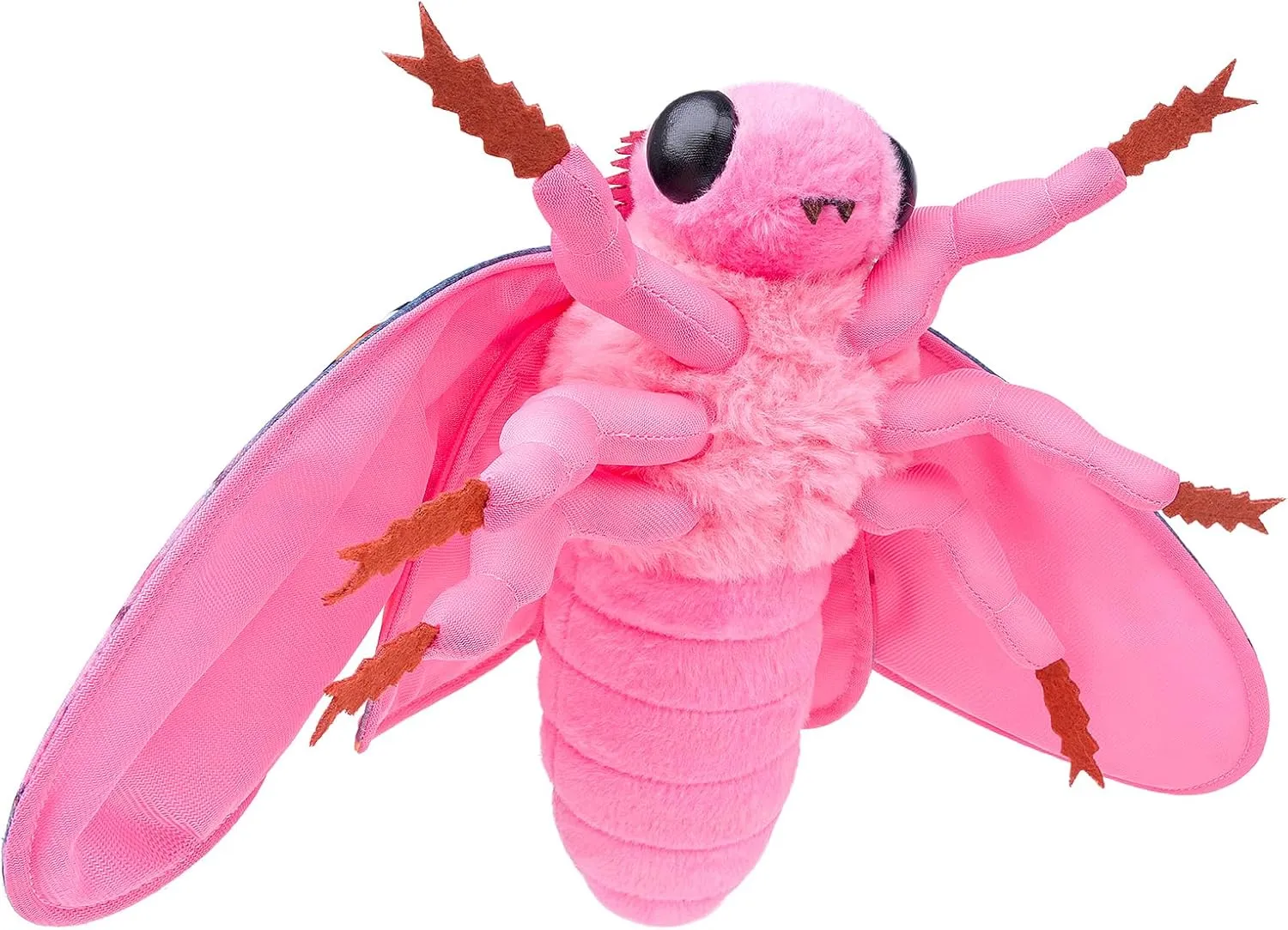 Moth Stuffed Animals Toy, Lifelike Pink Moths Plush 11in, Realistic Soft Big Wing Plushies Figure Gift Collection for Kids