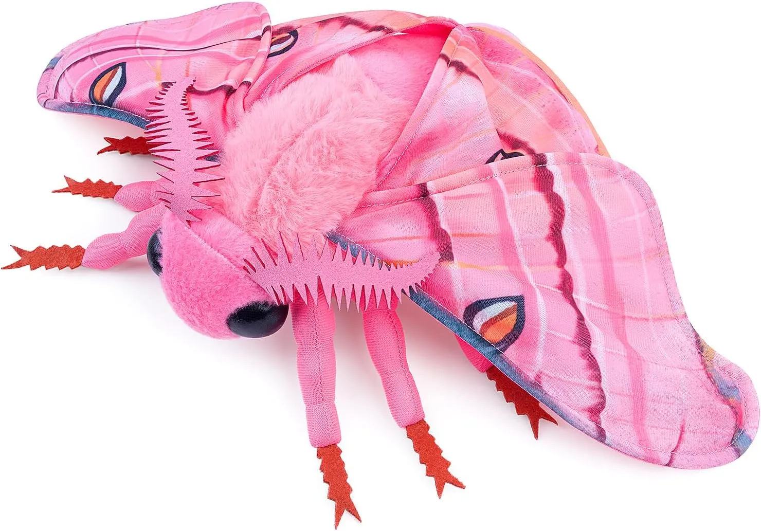 Moth Stuffed Animals Toy, Lifelike Pink Moths Plush 11in, Realistic Soft Big Wing Plushies Figure Gift Collection for Kids