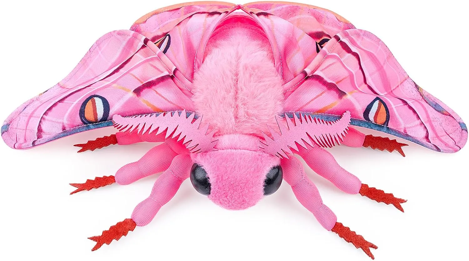 Moth Stuffed Animals Toy, Lifelike Pink Moths Plush 11in, Realistic Soft Big Wing Plushies Figure Gift Collection for Kids