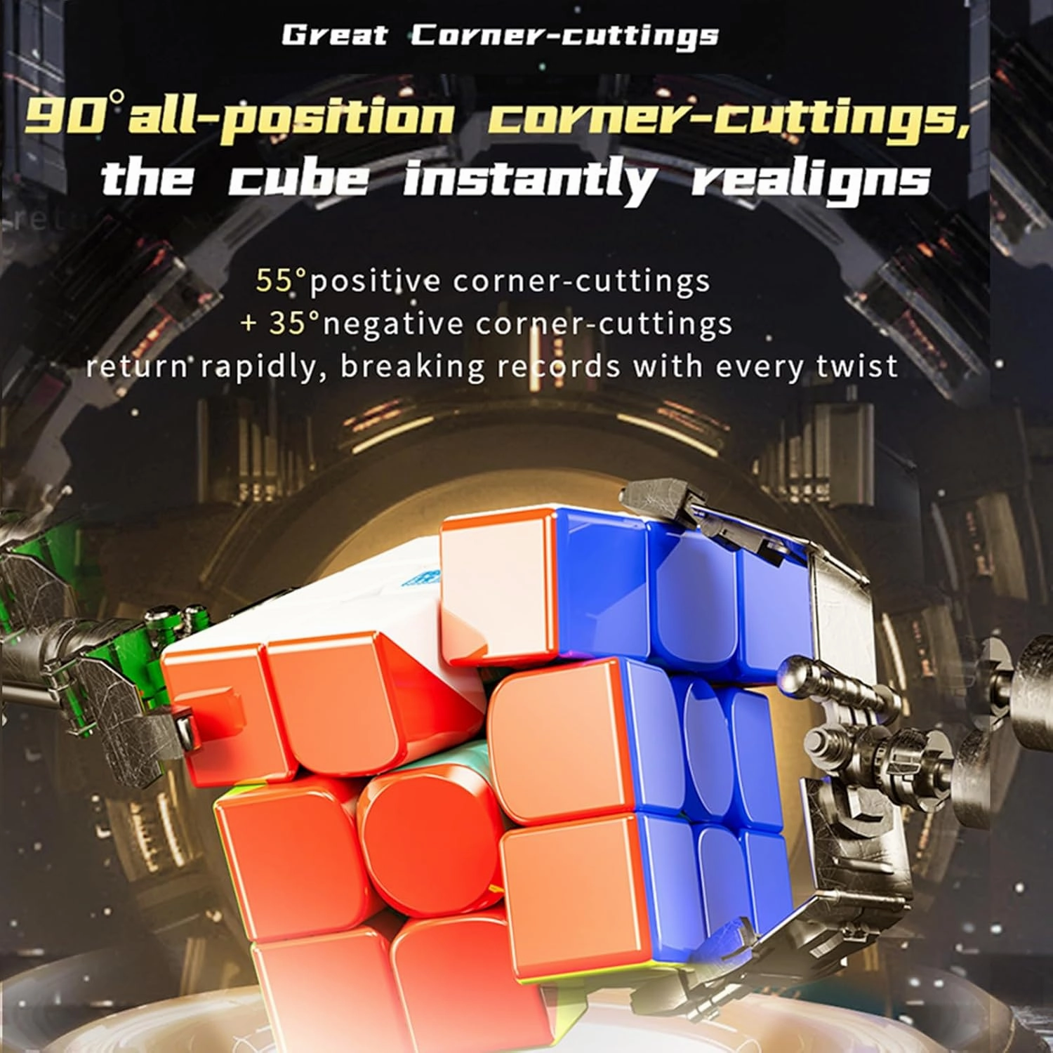 Moyu RS3M V5 2023 Ball Core UV Coated 3x3 Speed Cube with Robot-Shape Display Box, 3x3 Puzzle Cube Stickerless RS3M V5 MagLev Master Cube (MagLev Ball-Core UV Coated)