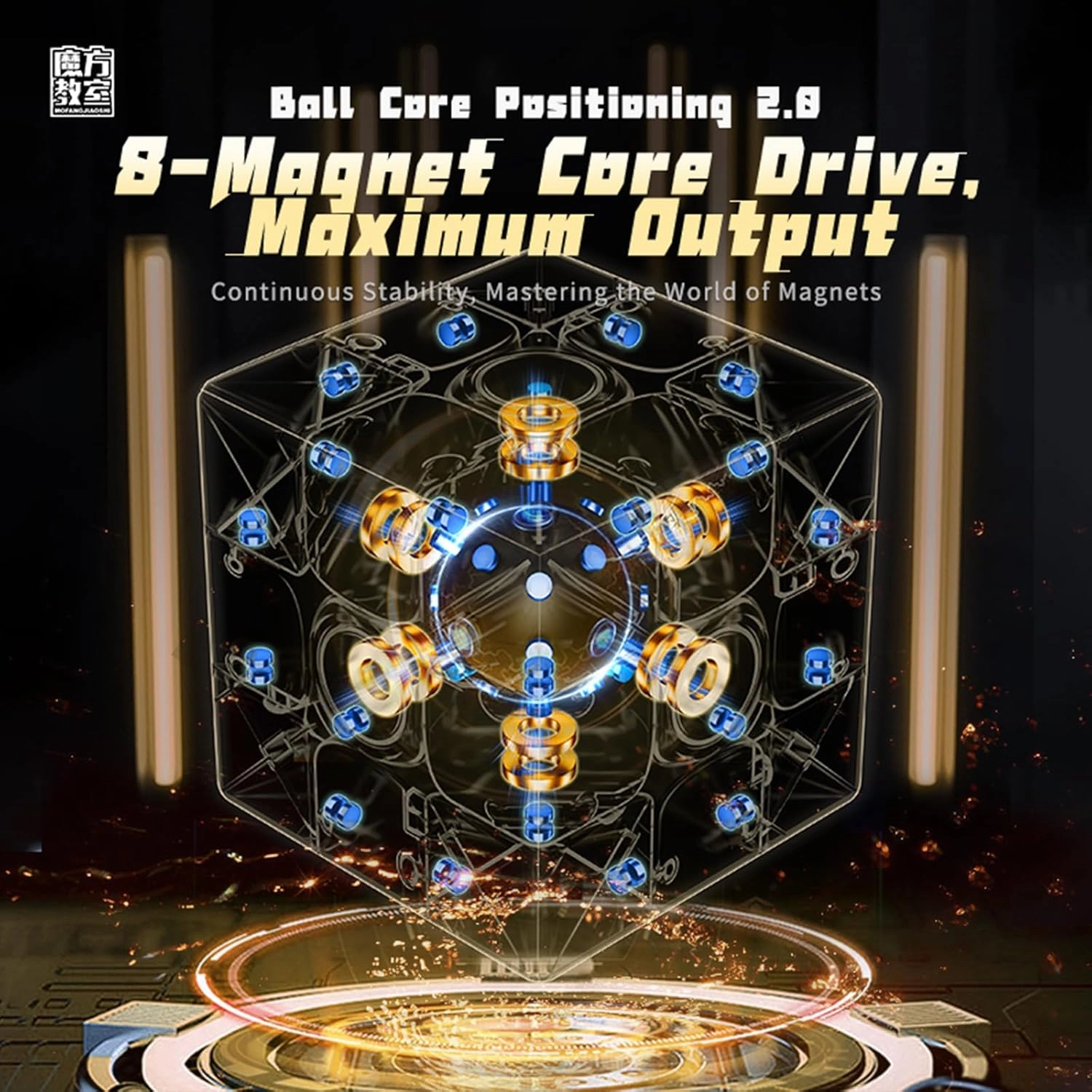 Moyu RS3M V5 2023 Ball Core UV Coated 3x3 Speed Cube with Robot-Shape Display Box, 3x3 Puzzle Cube Stickerless RS3M V5 MagLev Master Cube (MagLev Ball-Core UV Coated)