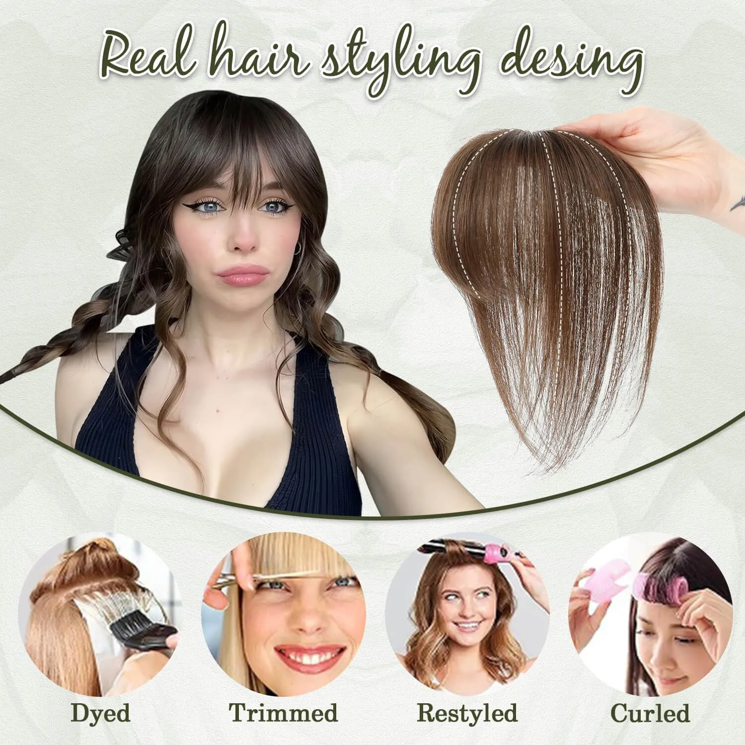 Ms Taj 360° Cover Clip in Bangs Real Human Hair, Ombre Brown, Natural Look Clip in Hair Extensions for Women, Fake Bangs for Daily Use