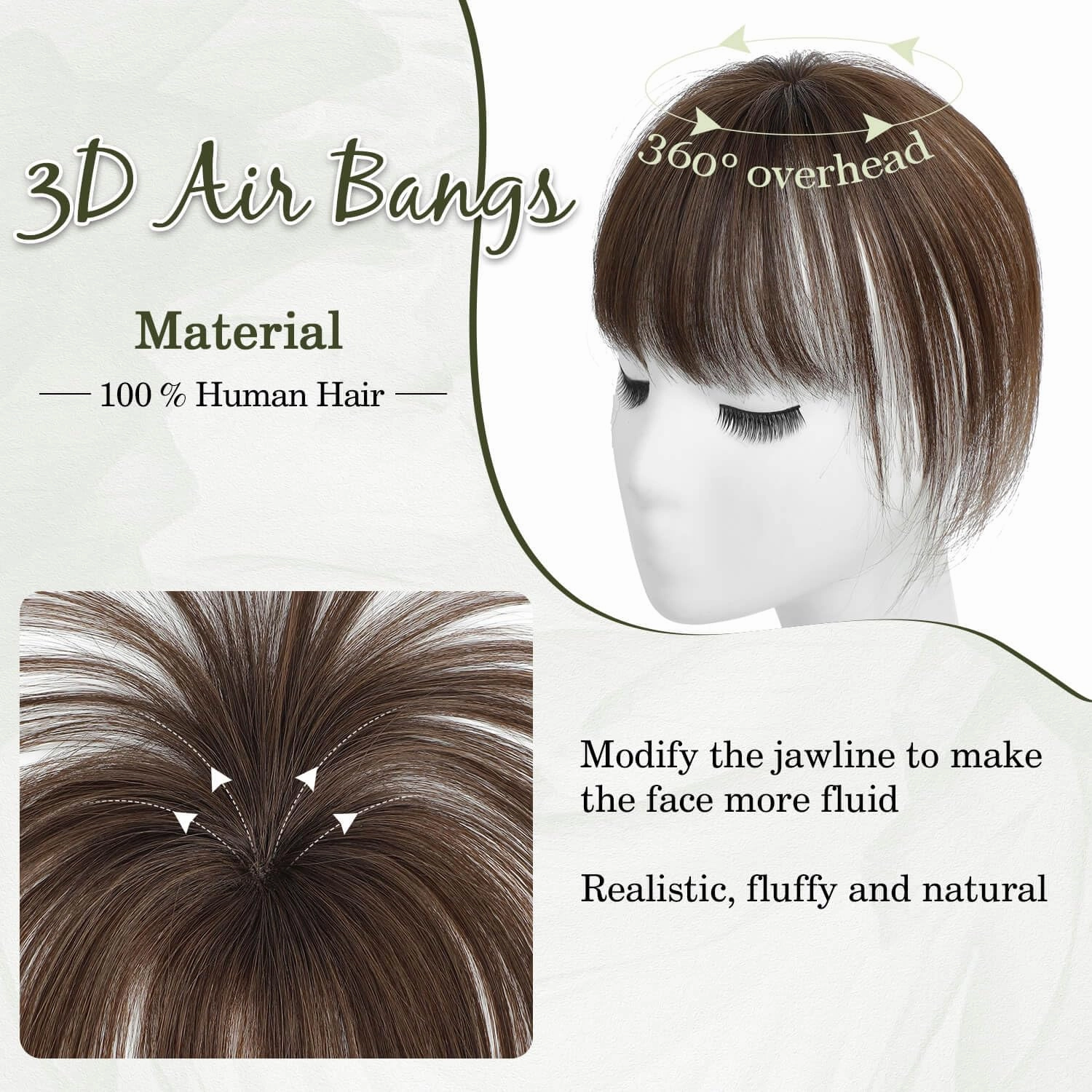 Ms Taj 360° Cover Clip in Bangs Real Human Hair Fake Bangs Clip in Hair Extensions for Women Hair Bangs Clip in Human Hair for Daily Use(Light Brown)