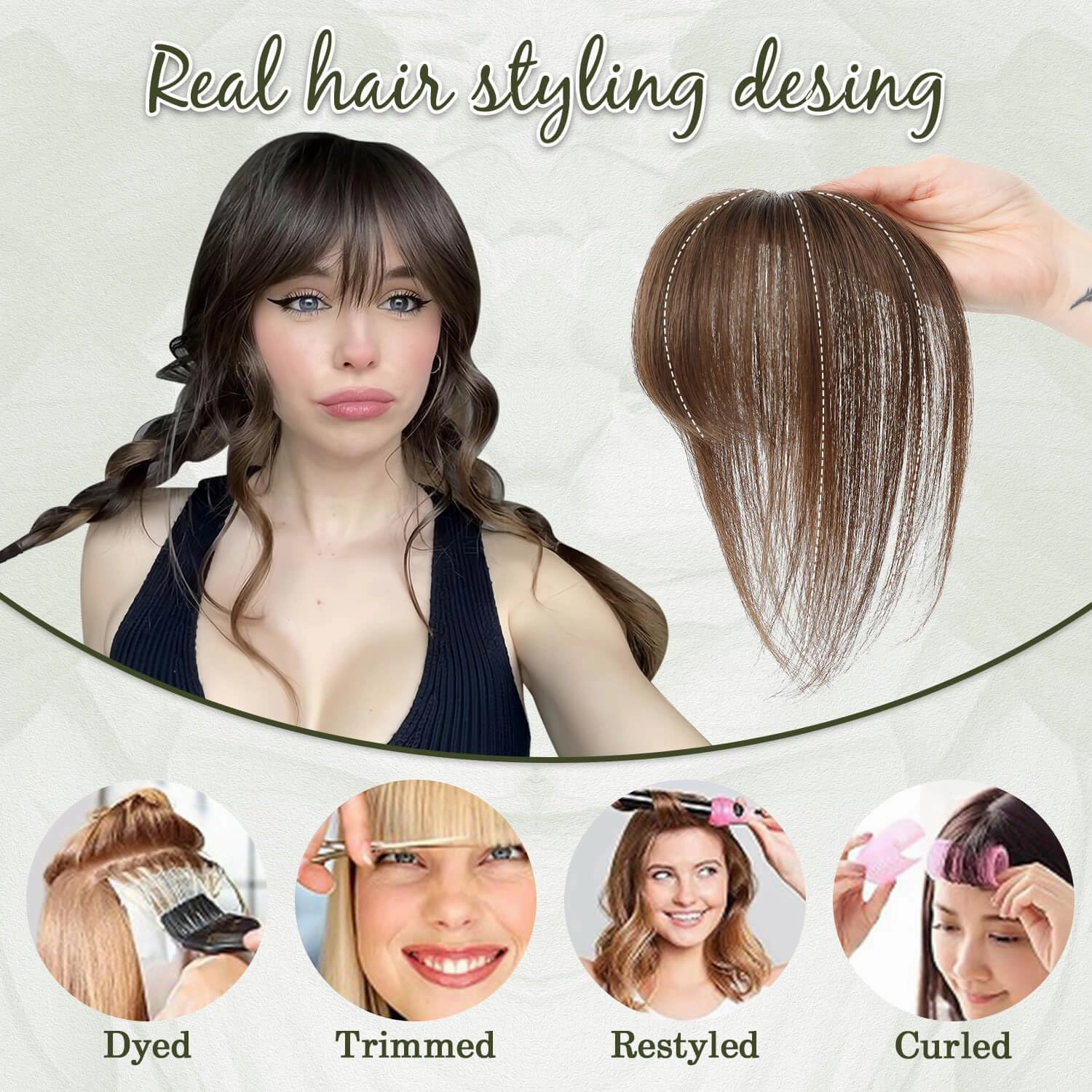 Ms Taj 360° Cover Clip in Bangs Real Human Hair, Natural Look Clip in Hair Extensions for Women, Fake Bangs for Daily Use(Ombre Brown Blonde)