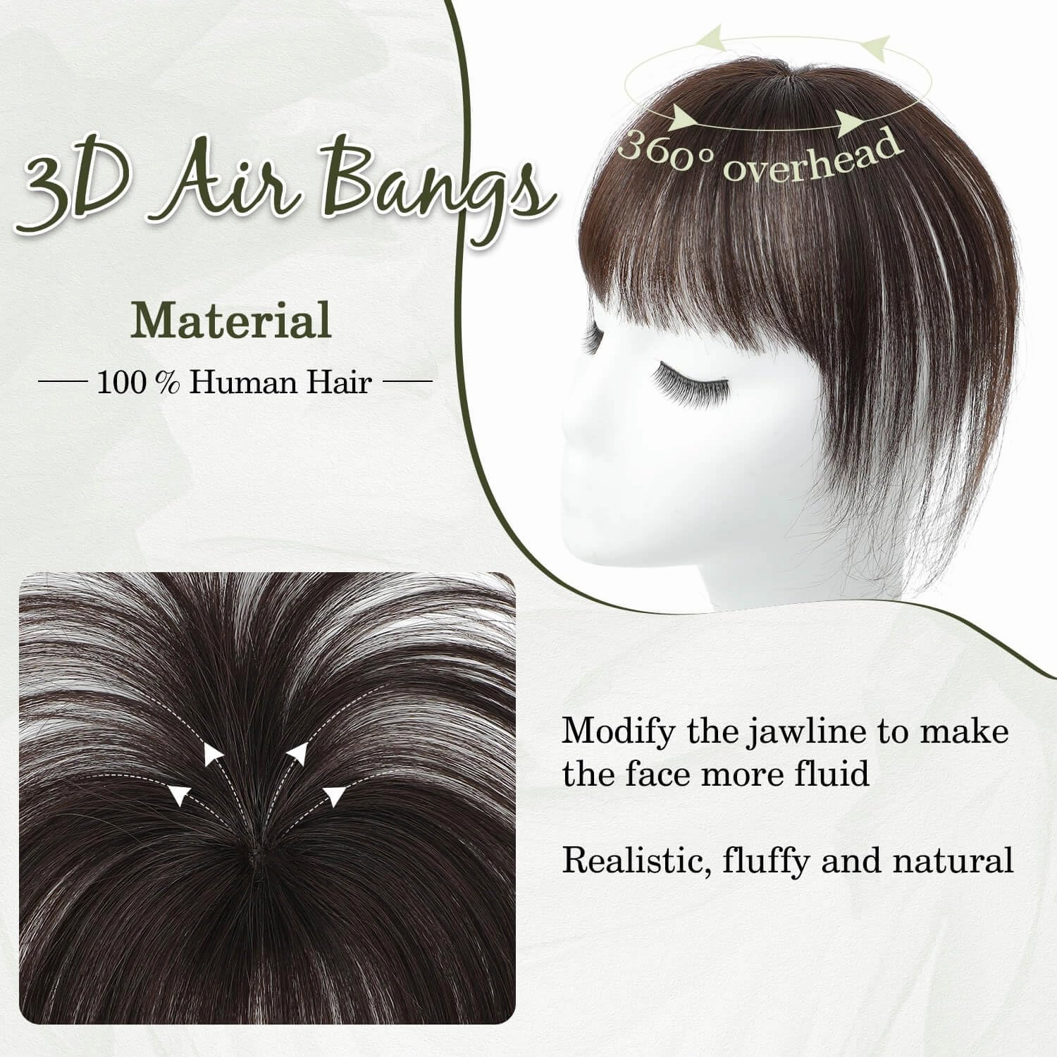 Ms Taj 360 Cover Clip in Real Human Hair Fake Bangs Clip in Hair Extensions for Women - Daily Use (Dark Brown)