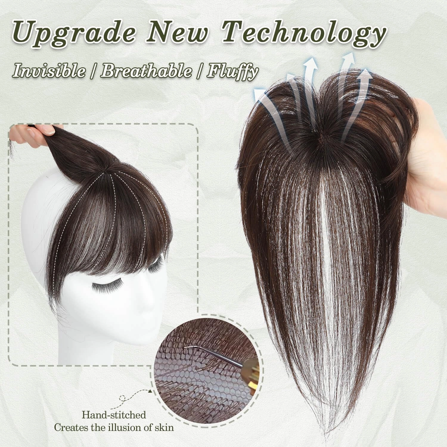Ms Taj 360 Cover Clip in Real Human Hair Fake Bangs Clip in Hair Extensions for Women - Daily Use (Dark Brown)