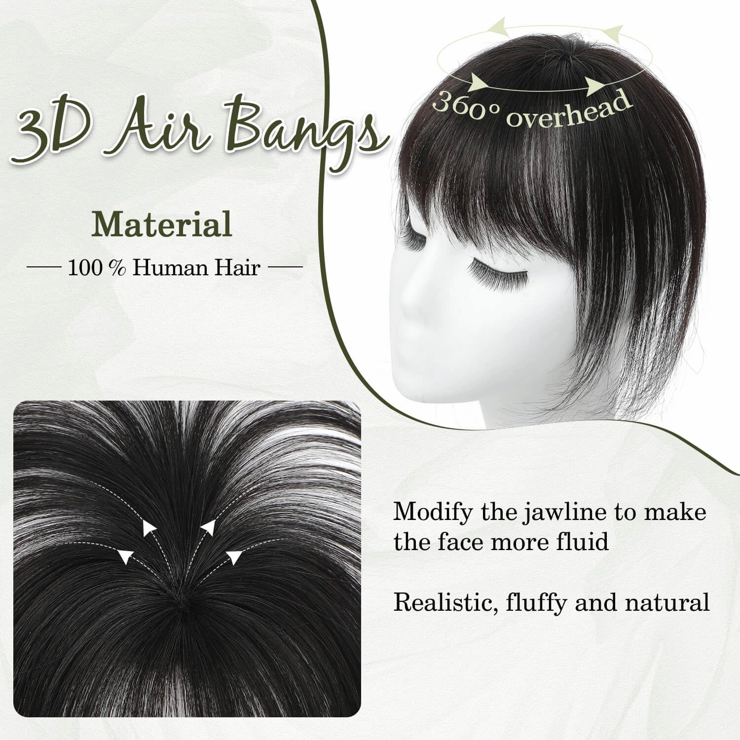 Ms Taj 360 Cover Clip in Real Human Hair Fake Bangs Clip in Hair Extensions for Women - Daily Use (Natural Black)