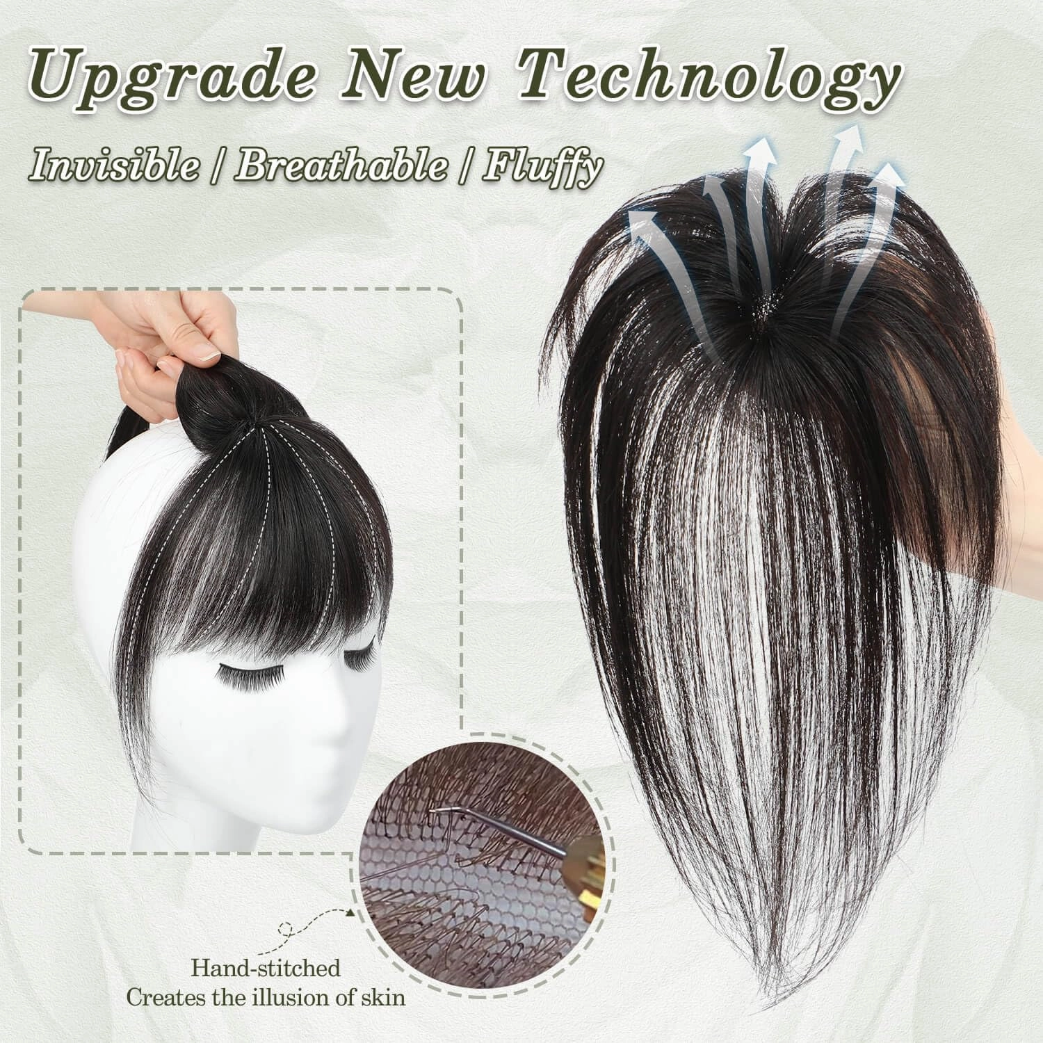 Ms Taj 360 Cover Clip in Real Human Hair Fake Bangs Clip in Hair Extensions for Women - Daily Use (Natural Black)