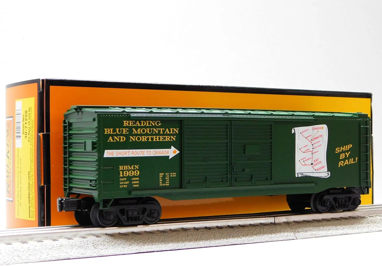 MTH RAILKING Reading Blue Mountain & Northern 40' Double Door Box CAR 30-71228