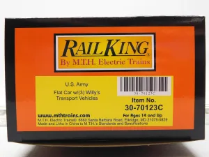 MTH RAILKING United States Army Flat CAR W/Willy's Transport Jeeps Gauge (70123C-609052)