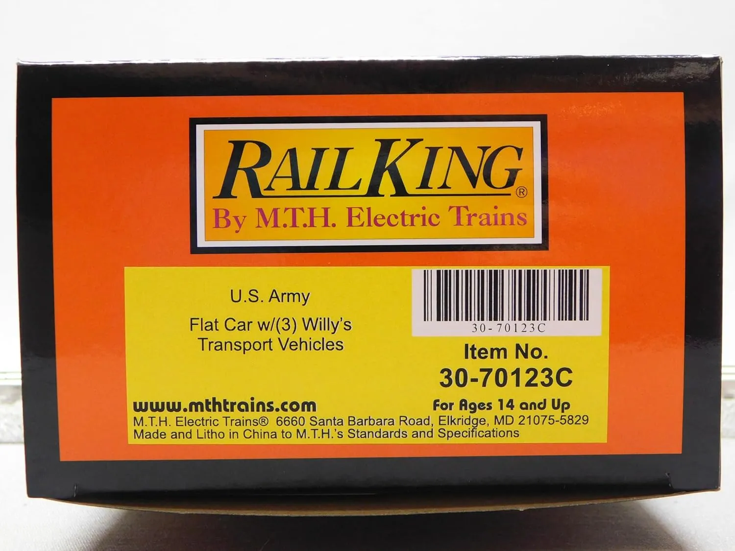 MTH RAILKING United States Army Flat CAR W/Willy's Transport Jeeps Gauge (70123C-609052)