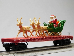 MTH RAILKING Christmas Santa Sleigh & Reindeer (RED) O Gauge 30-76917