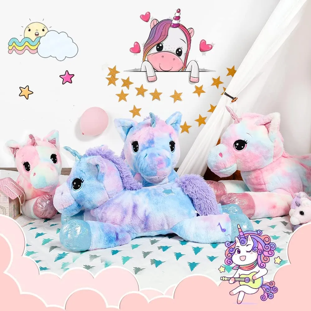 Muiteiur 43.4 Inch Unicorn Stuffed Animal, Giant Stuffed Unicorn for Girls, Soft Unicorn Pillow Gifts for Girls Boys Kids, Blue