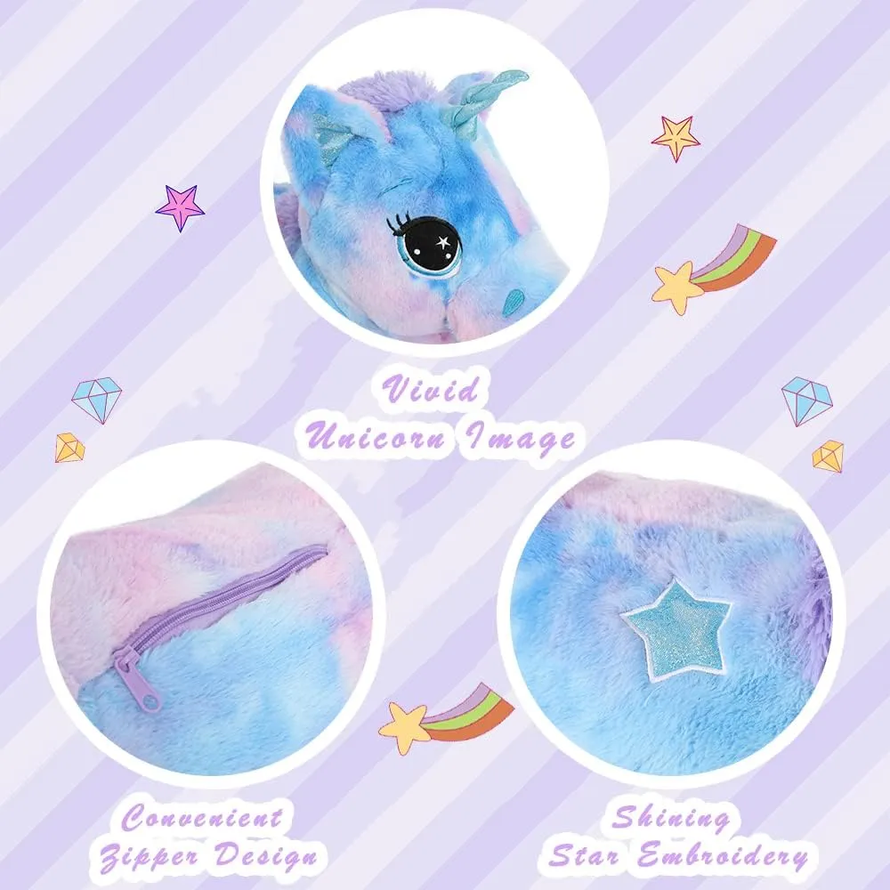 Muiteiur 43.4 Inch Unicorn Stuffed Animal, Giant Stuffed Unicorn for Girls, Soft Unicorn Pillow Gifts for Girls Boys Kids, Blue
