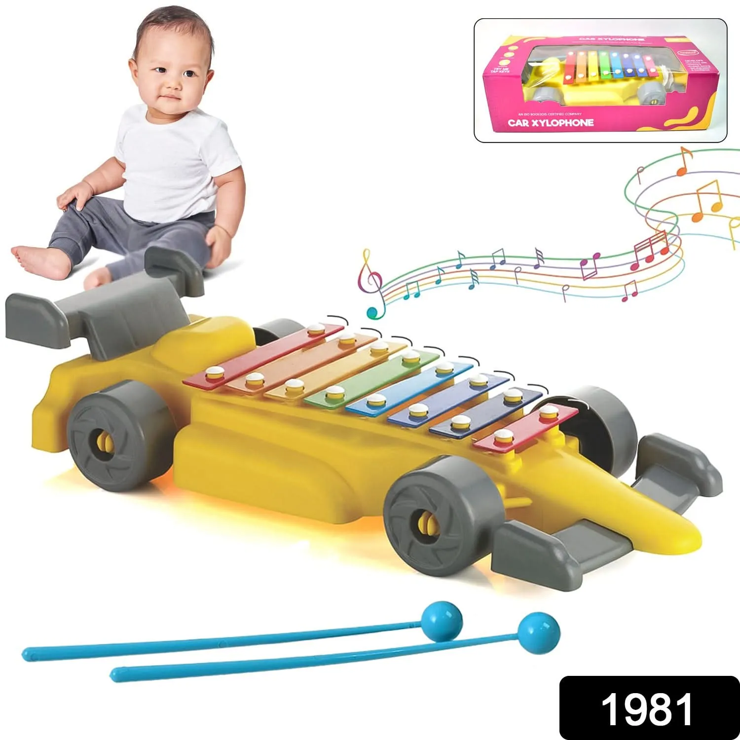 Musical Car Piano Xylophone Toy – Plastic, Fun & Educational (1 Set)