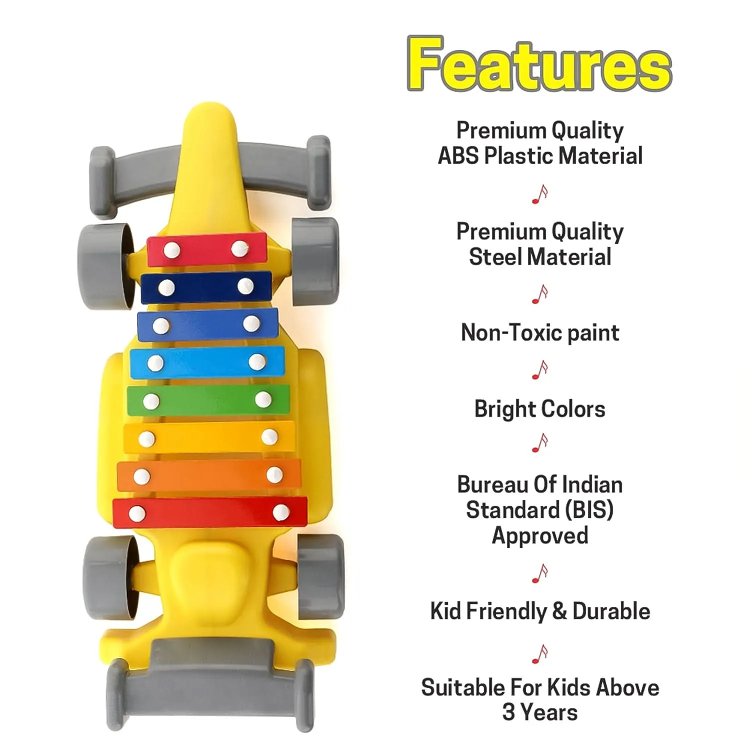 Musical Car Piano Xylophone Toy – Plastic, Fun & Educational (1 Set)