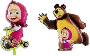 Must Have Set of Two Balloons Masha and the Bear, for Party Supplies and Birthday Globos Masha y el Oso