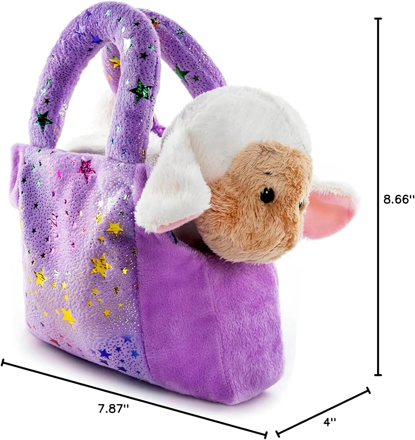 My OLi Plush Pet Set Pet Carrier Stuffed Animal Purse with Bunny and Sheep Plush Toy Gift for Kids and Girls